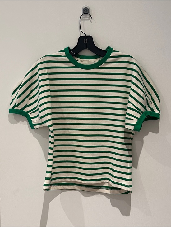 Tops - And You Green & White Striped Tee